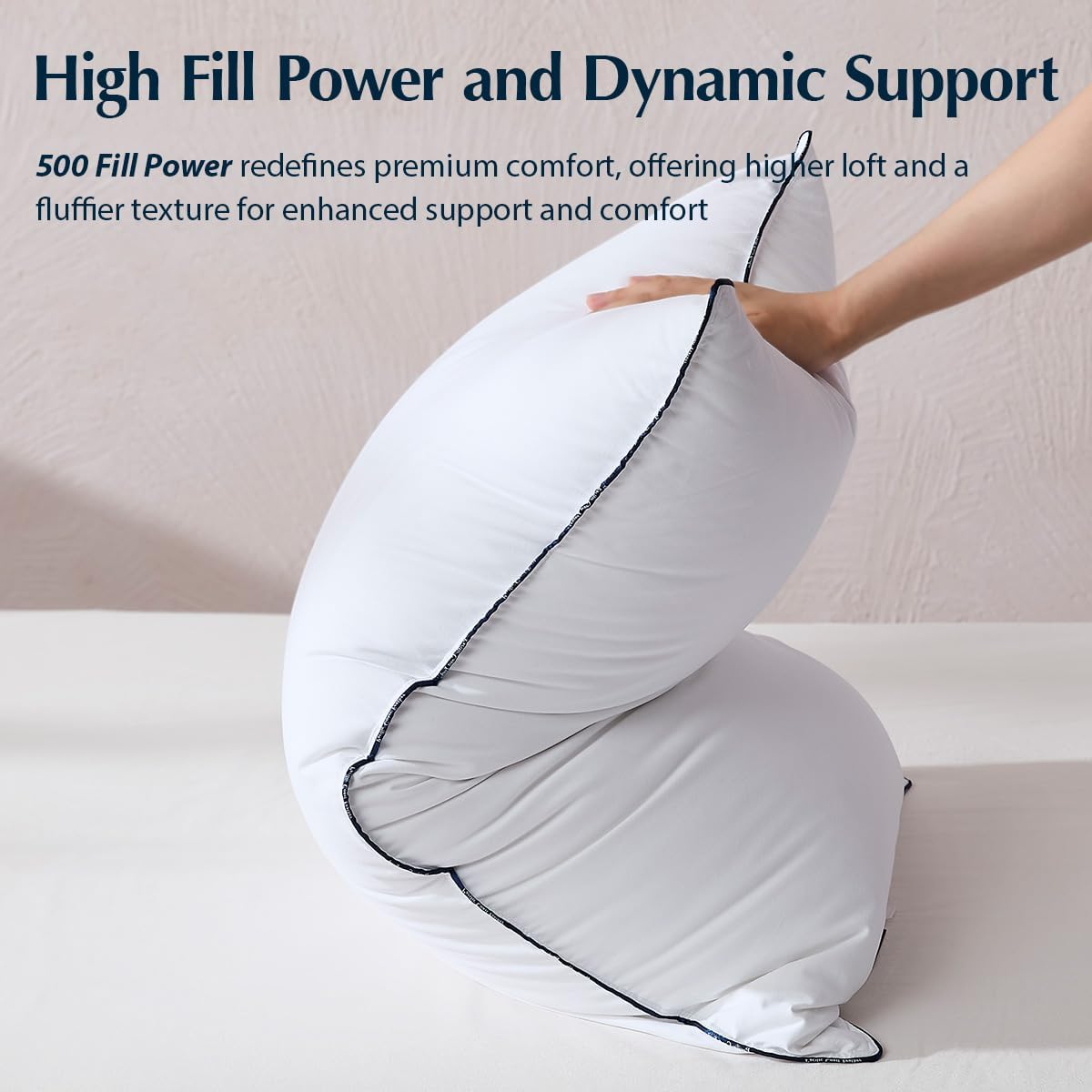 Pacific Coast Pillows Queen Size Set of 2, Goose Down Fiber Bed Pillows for Sleeping, Hotel Pillows, Downproof, Medium, White