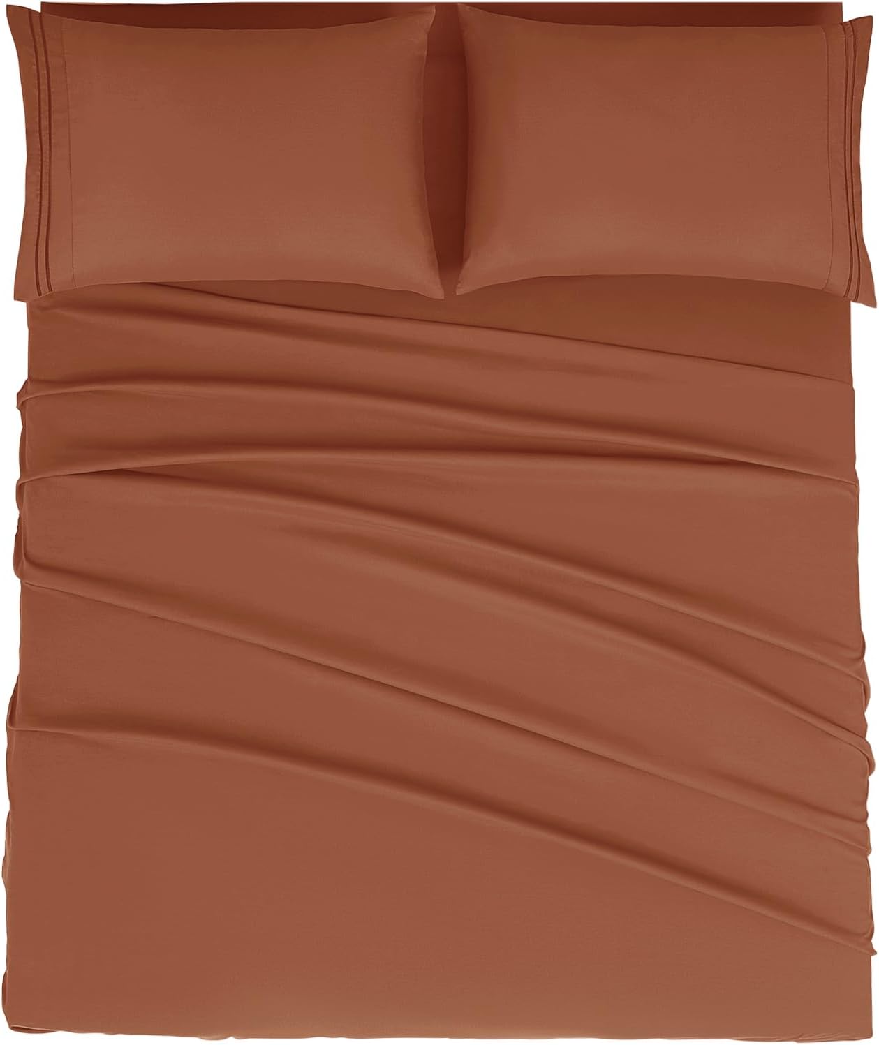 Mejoroom Full Size Sheet Sets - 16 Inch Deep Pocket Sheets & Pillowcase Sets - 1800 Collection Microfiber Bed Sheet Set - Extra Soft, Fade & Wrinkle Resistant - 4 Piece (Full, Terracotta)