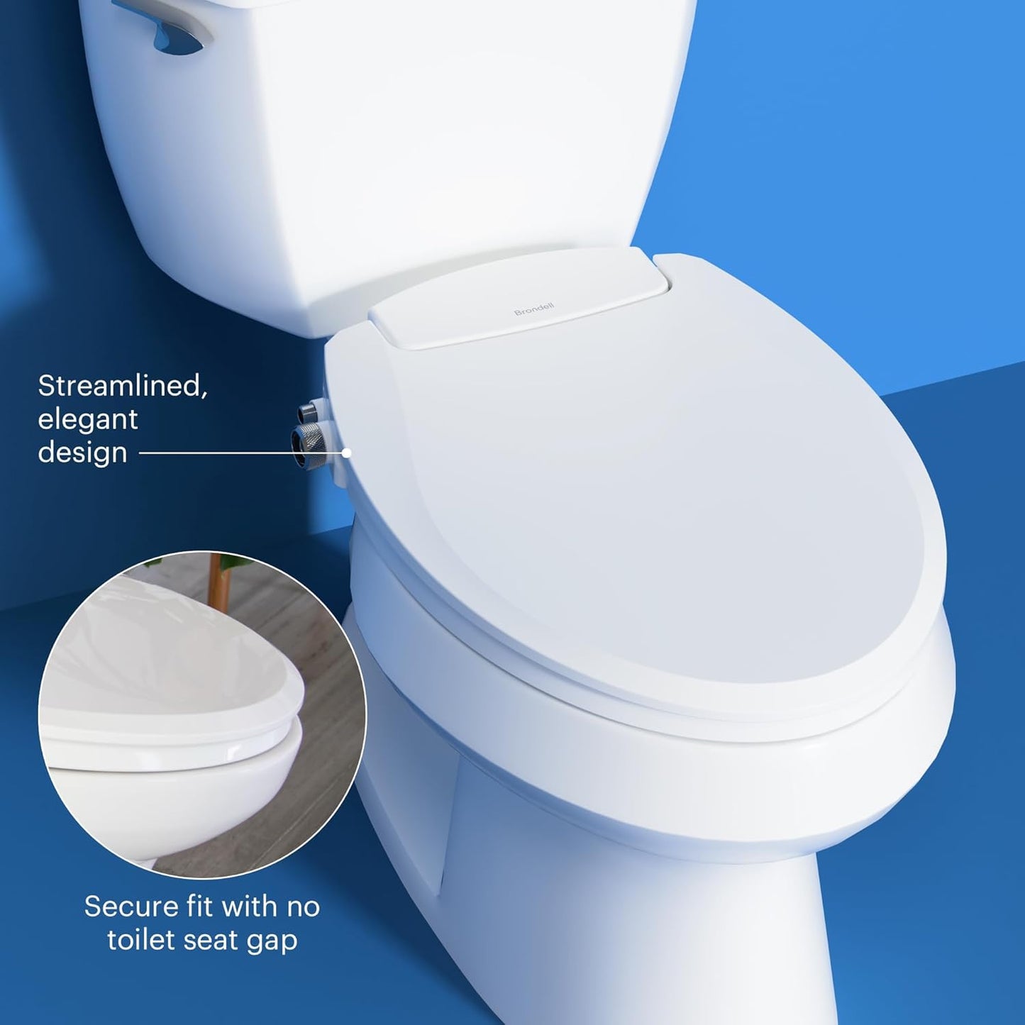 Brondell Bidet Toilet Seat Non-Electric Swash Seat, Fits Round Toilets, White – Dual Nozzle System, Ambient Water Temperature – Bidet with Easy Installation