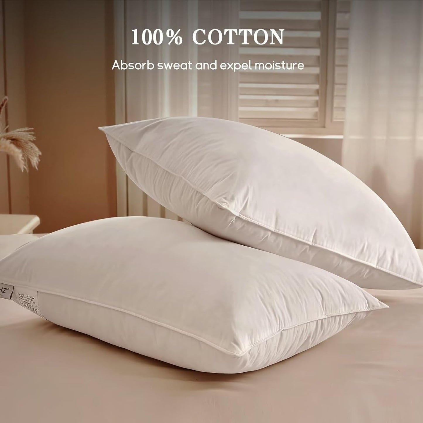 BHZ King Pillow Feather Down Hotel My King Pillow Bed Goose Pillows Alternative Luxury Pillows for Sleeping Side and Back Sleepers Soft Support Gifts White