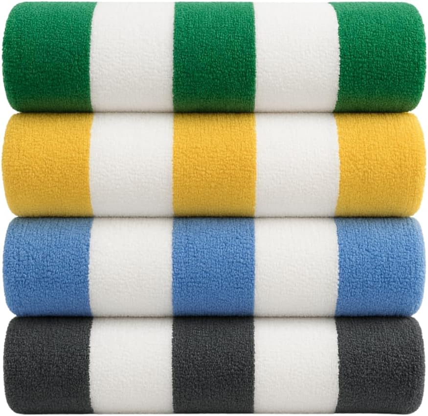 Cotton Turkish Beach Towel with Towels Oversized 30"x60" Pool Absorbent Extra Large Quick Dry Sand Travel Towel (Cabana Mix, 4 Pack)