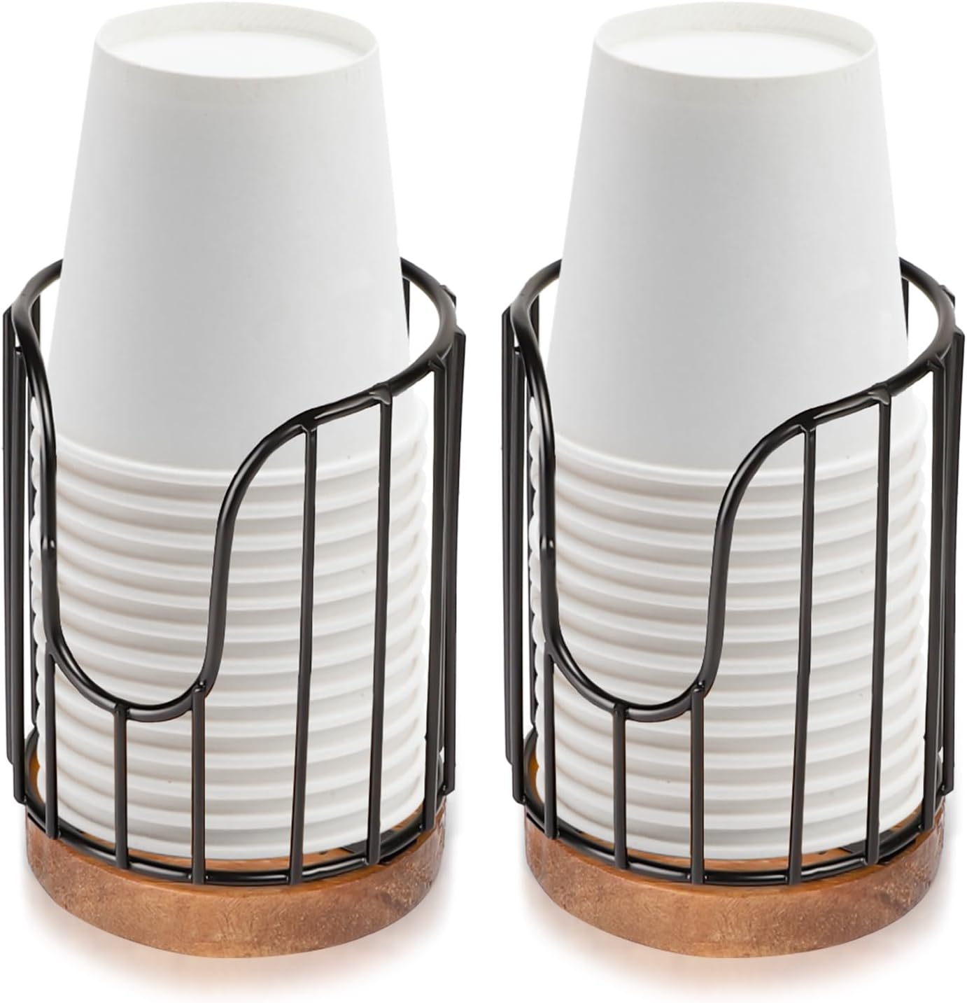 2PCS Rural Style Bathroom Cup Dispenser, Small Disposable Paper Cup Holder, 3oz Disposable Mouthwash Cup Storage Rack, Iron Bathroom Organizer