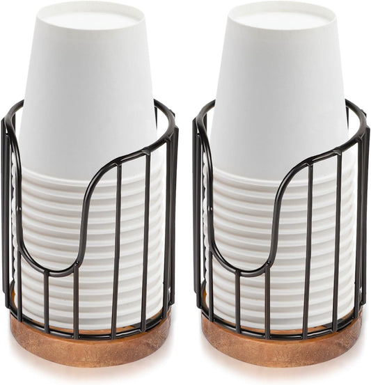 2PCS Rural Style Bathroom Cup Dispenser, Small Disposable Paper Cup Holder, 3oz Disposable Mouthwash Cup Storage Rack, Iron Bathroom Organizer