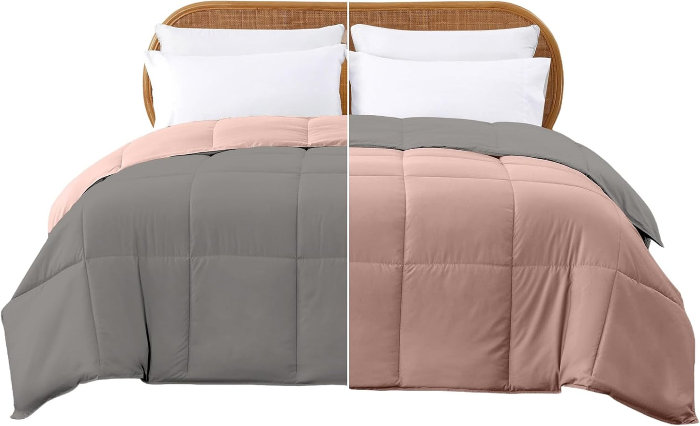 Modern Threads Down Alternative Reversible Comforter Charcoal Gray/Blush Queen