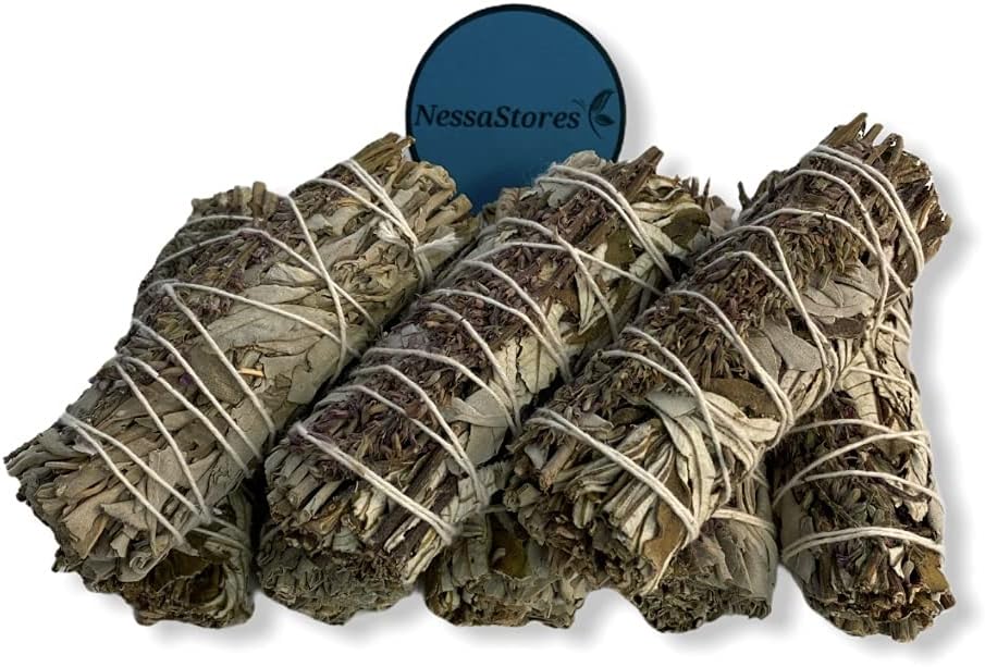 NESSASTORES - White Sage + Yerba Santa + Lavender Smudge Incense 4" Bundle #JC-198 (16 pcs)