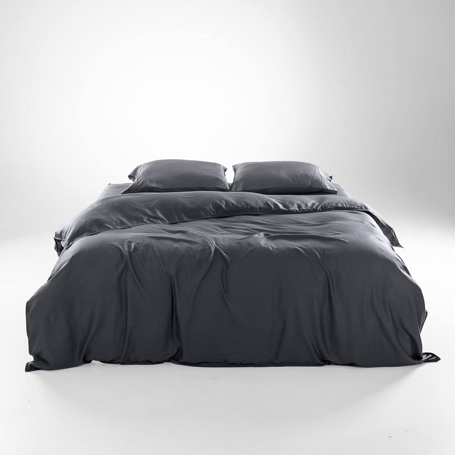 Olive + Crate Tencel Eucalyptus Cooling Duvet Cover Set - Hypoallergenic, Lyocell Tencel Duvet Cover - Soft, Temperature Regulating with Hidden Button Closure & Corner Ties - Oversized King [Charcoal]