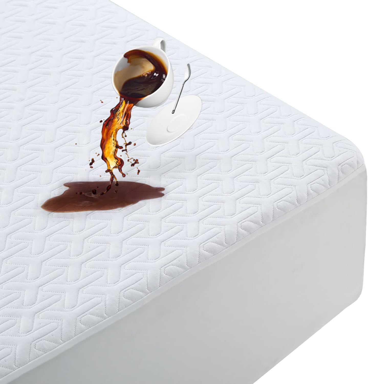 MERITLIFE Twin Size Mattress Protector Waterproof Cooling Bed Mattress Cover Breathable College Dorm Single Mattress Pad Fits Up 8-21 Inch Deep Pocket Noiseless Quiet Vinyl-Free(White,Twin 39"x75")
