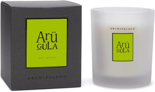 Archipelago Botanicals Hand-Poured Soy Wax Blend Scented Candle with Fragrance Oils, Lead-Free Cotton Wicks, Glass Candle Jar with Gift Box, Burns Approx. 60 Hours, Arugula, 10 Oz.
