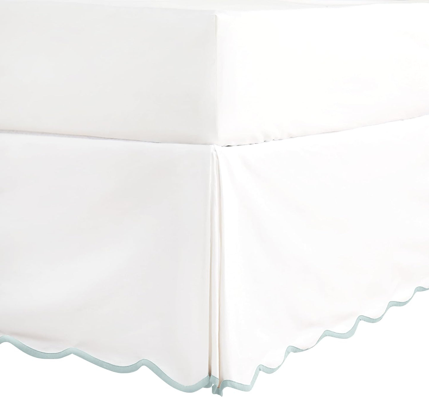 HIG Off-White Chic Twin XL Bed Skirt - Easy Fit Scallop Edge Pleated Bedskirts, 14 Inch Drop Anti-Slip Dust Ruffle, Thick Fabric for Enhanced Privacy, Pre-Washed for Long-Lasting Use(N60022)