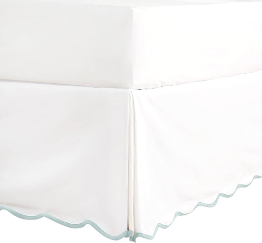 HIG Off-White Chic Full Bed Skirt - Easy Fit Scallop Edge Pleated Bedskirts, 14 Inch Drop Anti-Slip Dust Ruffle, Thick Fabric for Enhanced Privacy, Pre-Washed for Long-Lasting Use(N60022)