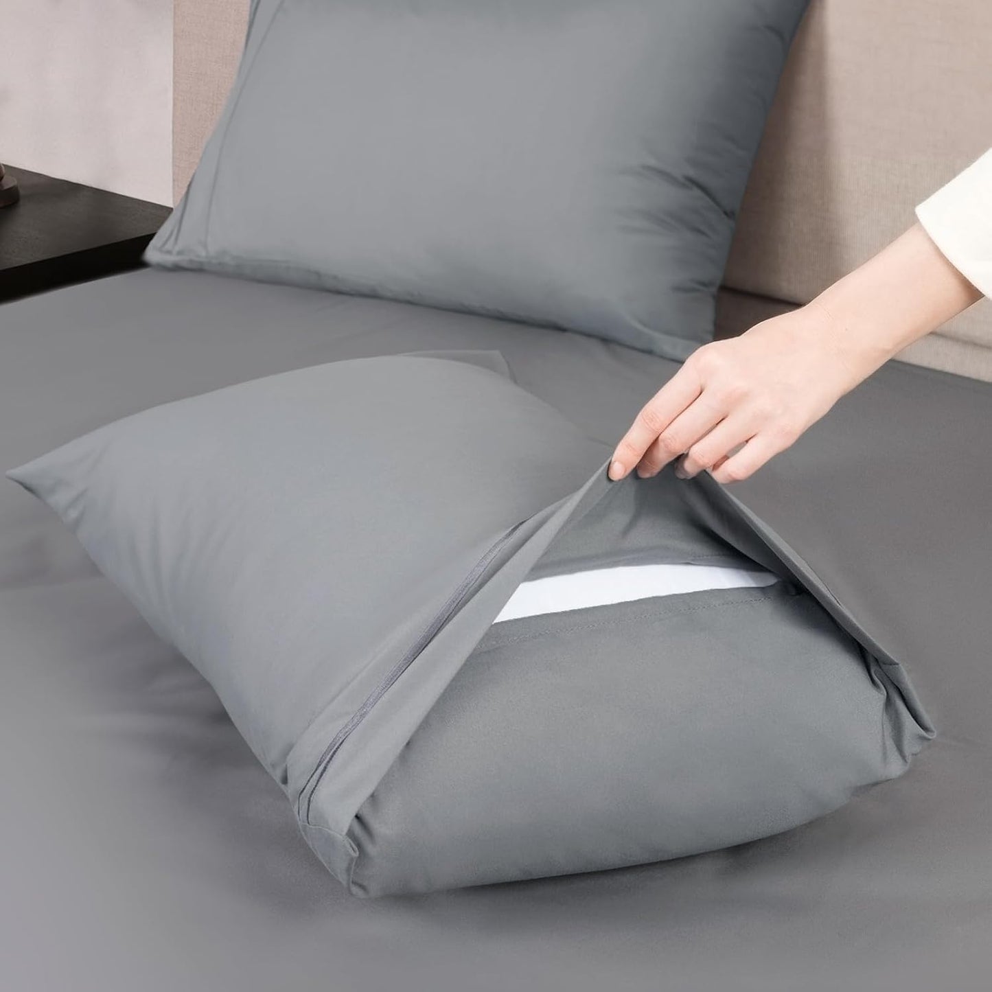 Mejoroom California King Size Sheet Set - Soft Microfiber Bed Sheets,Deep Pocket Fitted Sheet, Breathable, Wrinkle & Fade Resistant - 4 Piece (California King, Gray)