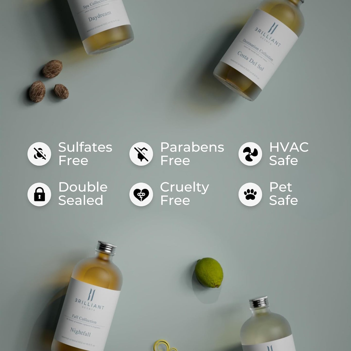 Brilliant Scents Golden Serenity Fragrance Oil 200ml - Premium Diffuser Oil for Home, Office, Hotels - Long Lasting, Plant-Based, Meets IFRA Standards, USA-Made - Mandarin, Tea Rose, Musk