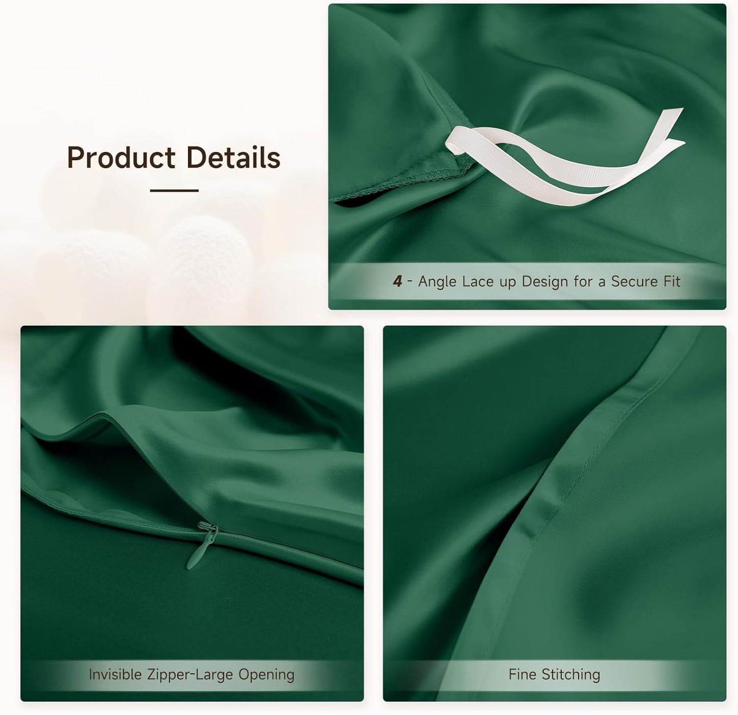 THXSILK 100% Pure Mulberry Silk Duvet Cover Set 3 Piece, 6A+ Grade Luxury Soft Bedding Silk Sheets for Hair and Skin, 1 Pcs Quilt/Comforter Cover with 2 Zippered Pillowcases (Emerald Green, King)