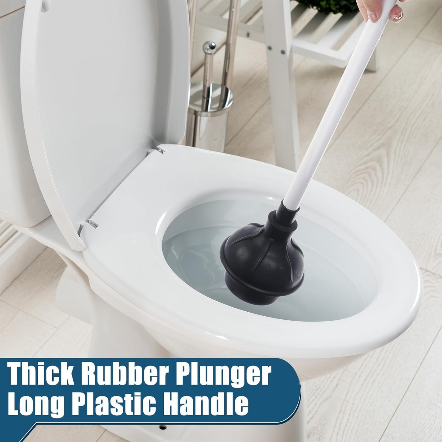 Hushee 4 Pcs Toilet Plunger Bulk Heavy Duty for Bathroom Double Thrust Force Cup Commercial Toilet Bowl Plunger Pump Clogged Solution for Bathroom Hotel Stores