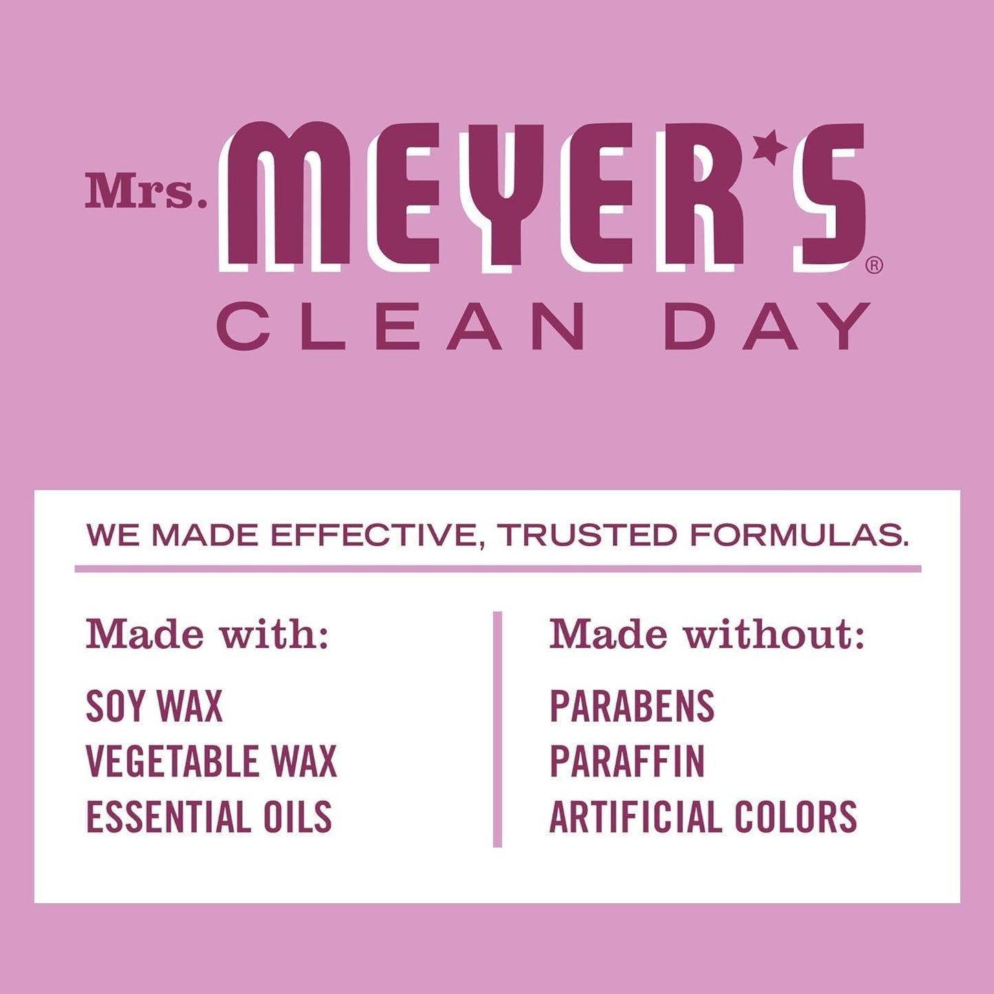MRS. MEYER'S CLEAN DAY Aromatherapy Candle, 35 Hour Burn Time, Made with Soy Wax and Essential Oils, Peony, 7.2 Oz, Pack of 2