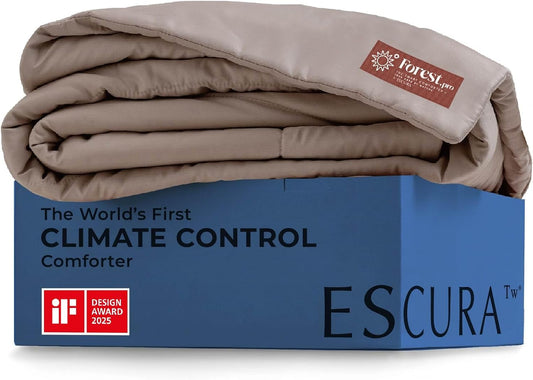 ESCURA Tw® Climate Control Comforter, Full/Queen, German Patented PCM Down Alternative All-Season Design for Hot Sleepers & Night Sweats, Bamboo Lightweight Breathable Hypoallergenic Blanket