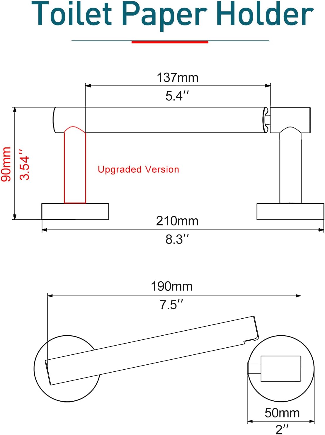 White Toilet Paper Holder Metal Bathroom Flexible Pivot Ceramic Jumbo Tissue Roll Holder on Wall Mounted, SUS 304 Stainless Steel Adjustable Toilet TP Mega Roll Holder Modern