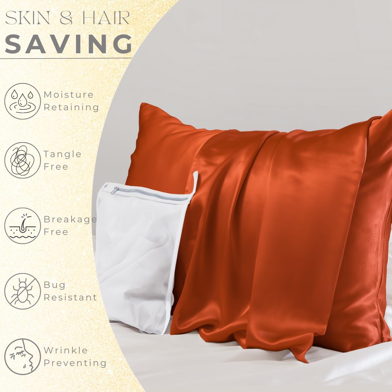 PROMEED 23 Momme Silk Pillowcase for Hair and Skin, Both Sides Upgraded Grade 6A+ Mulberry Silk Pillow Case with Zipper, Cooling Pillow Cases for Hot Sleepers (King 20"x36", Dusk)