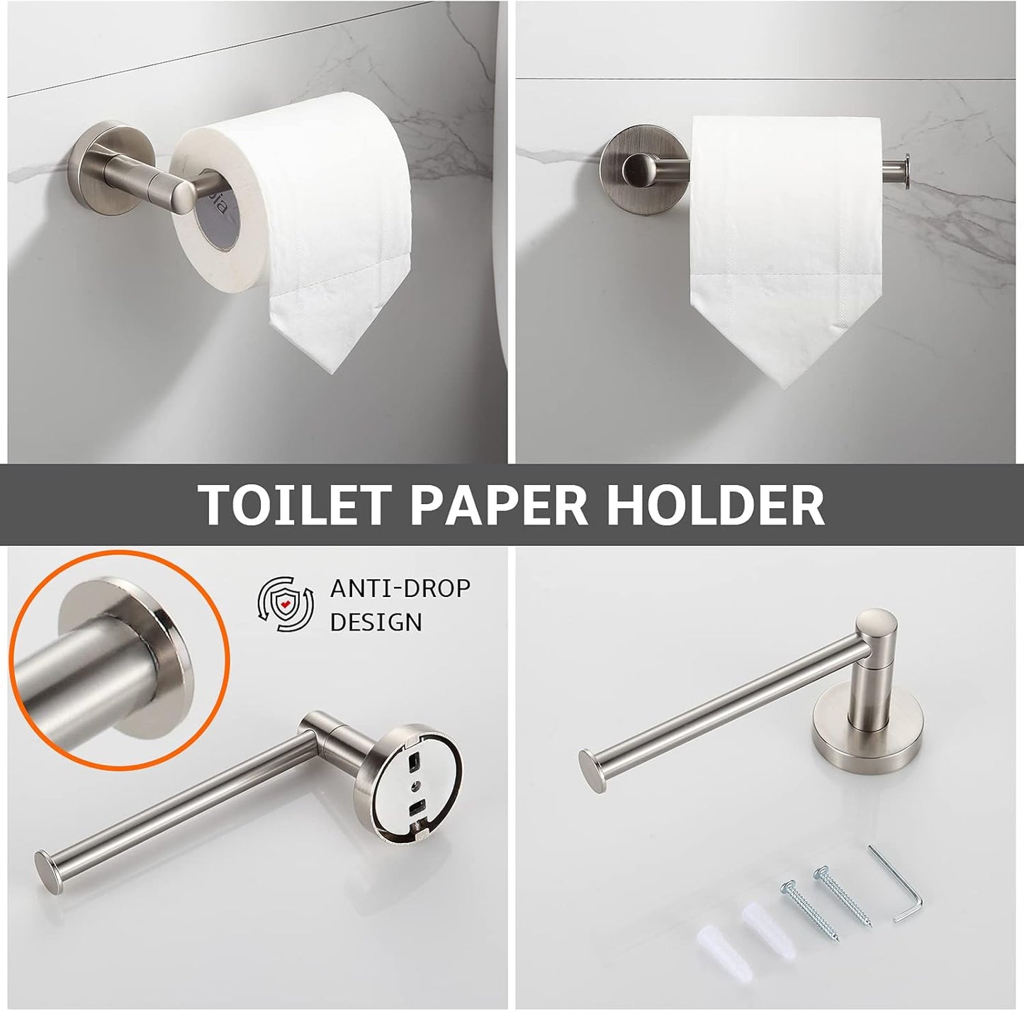 BGL Bathroom Accessory Set Brushed Nickel 4-Pieces Bathroom Towel Rack 24 Inches Adjustable Bathroom Hardware Set