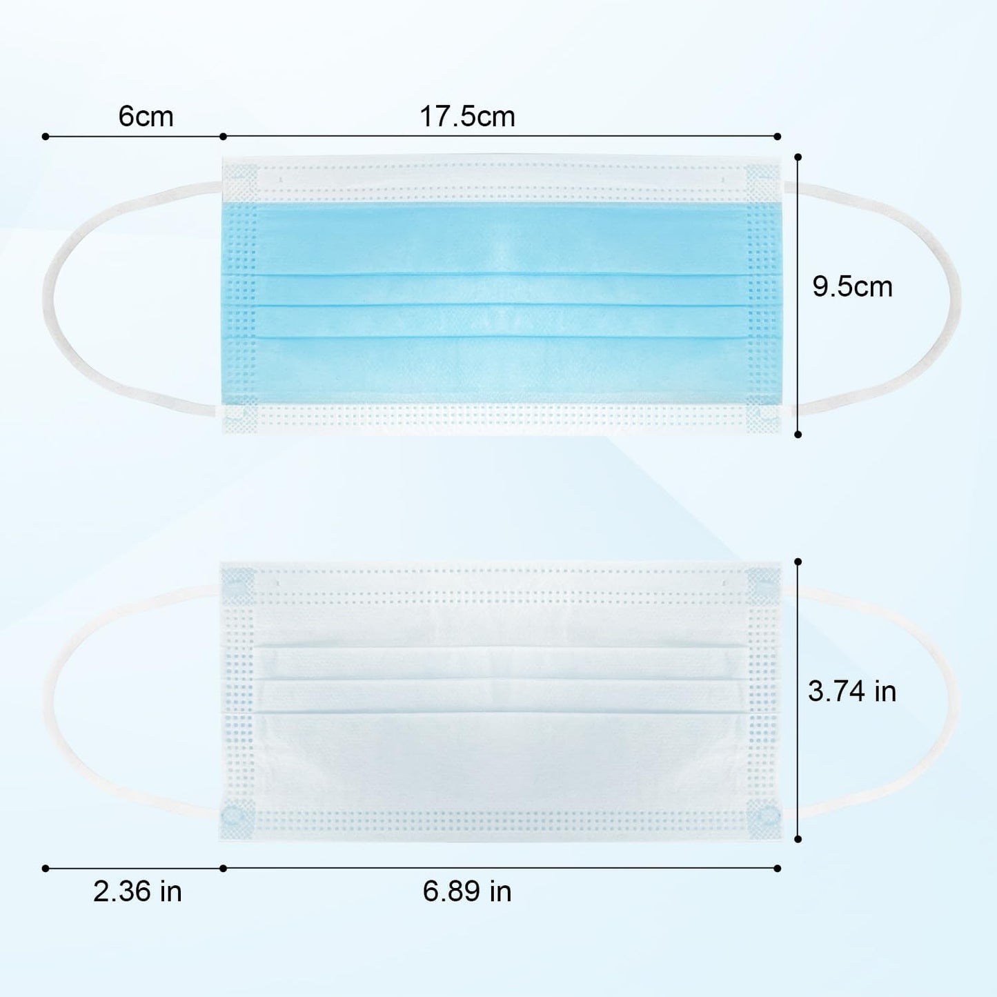 DR.MOXA 50 Pack Disposable Face Masks, Medical Grade 3 Ply Masks for Protection Blue