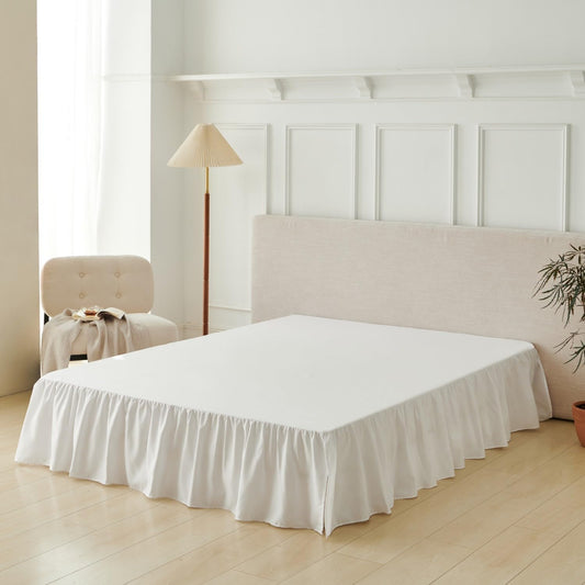 Bed Skirt Full Size Ruffled Bed Skirt with Split Corners, Full Bed Skirts 12 Inch Drop with Platform, White, 12'' Full
