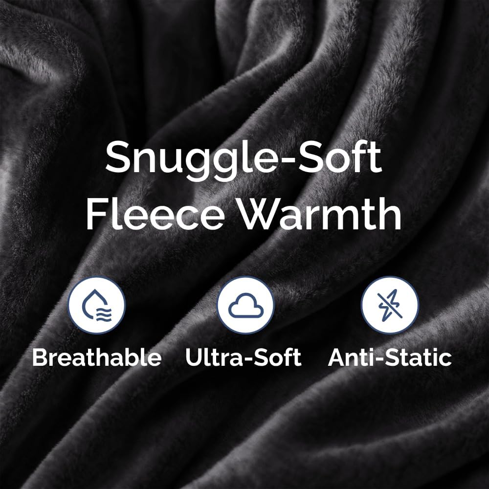 Ultra Soft Fleece Blanket Twin Size - Flannel Fleece Luxury Twin Blanket - Lightweight for Couch Bed Chair - Thick, Warm and Breathable - All Season Cozy Fuzzy, Anti-Static Microplush Bedding, Black