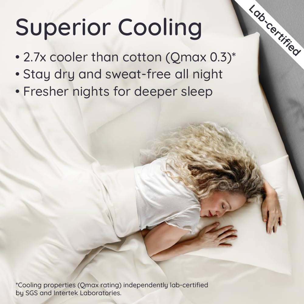 Bambaw 100% Viscose Derived from Bamboo Sheets Full Size Set – 4pcs Cooling Sheets Full Size, Perfect for Hot Sleepers, Luxury Sheets, Buttery Soft Bed Sheets, with Elastic Corner Straps (Ivory)