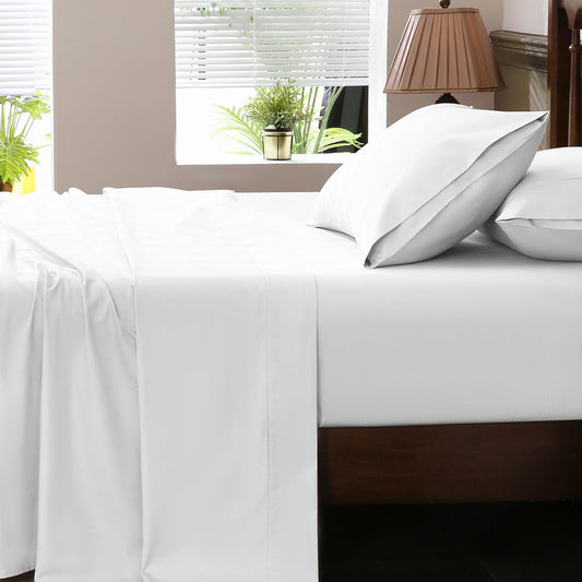 Extra Deep Pocket Queen Sheets 18-24 Inch 1000 Thread Count 100% Egyptian Cotton Sateen Weave Soft Breathable 4 Pieces（Queen,White）