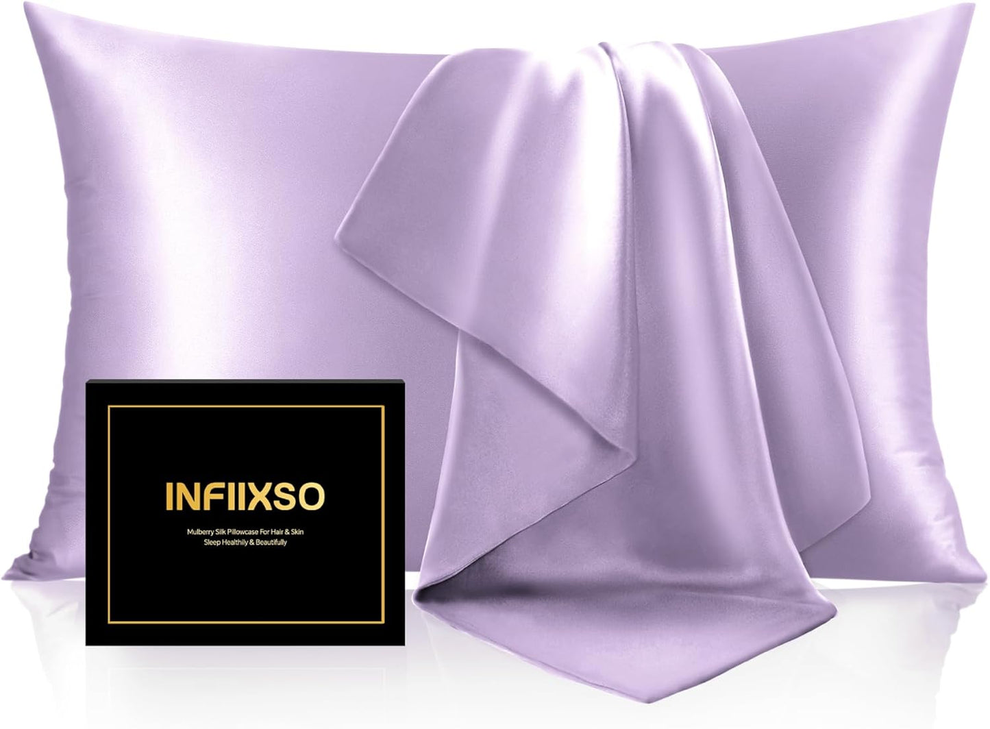 INFIIXSO Mulberry Silk Pillow Case King Size, Silk Pillowcase with Hidden Zipper 20"x36", Extraordinary Smooth and Soft Pillow Cases for Hair and Skin(Lavender, 1 Pack)