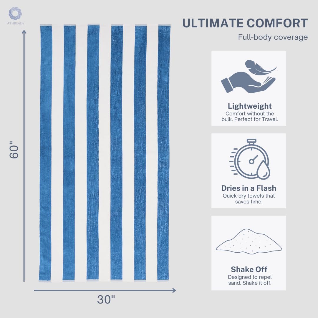 Cotton Turkish Beach Towel with Towels Oversized 30"x60" Pool Absorbent Extra Large Quick Dry Sand Travel Towel (Cabana Mix, 4 Pack)