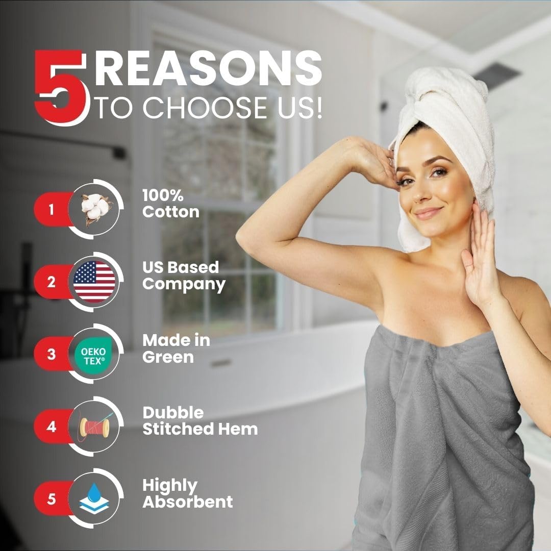 Infinitee Xclusives – Luxury Bath Sheets Towels – 1 Pack 600 GSM (35X70 Inches) – 100% Ring Spun Cotton Large Bath Towels for Bathroom (Charming Grey, Bath Sheets - Pack 1)