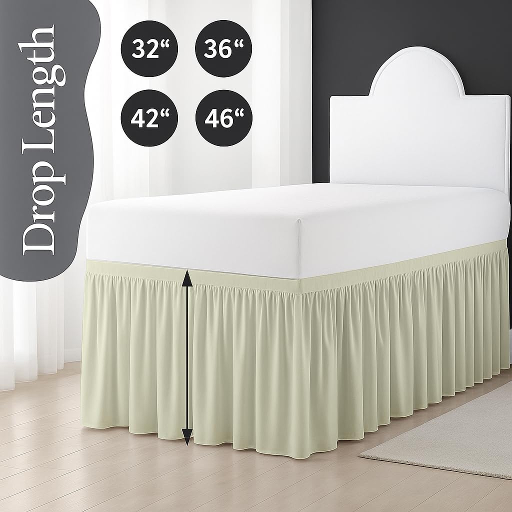 Cottingon Dorm Bed Skirt Twin XL 36" with Split Corners, 100% Microfiber Soft and Stylish, College Room Essential, Extra Long Dust Ruffle for Extended Beds, Ivory