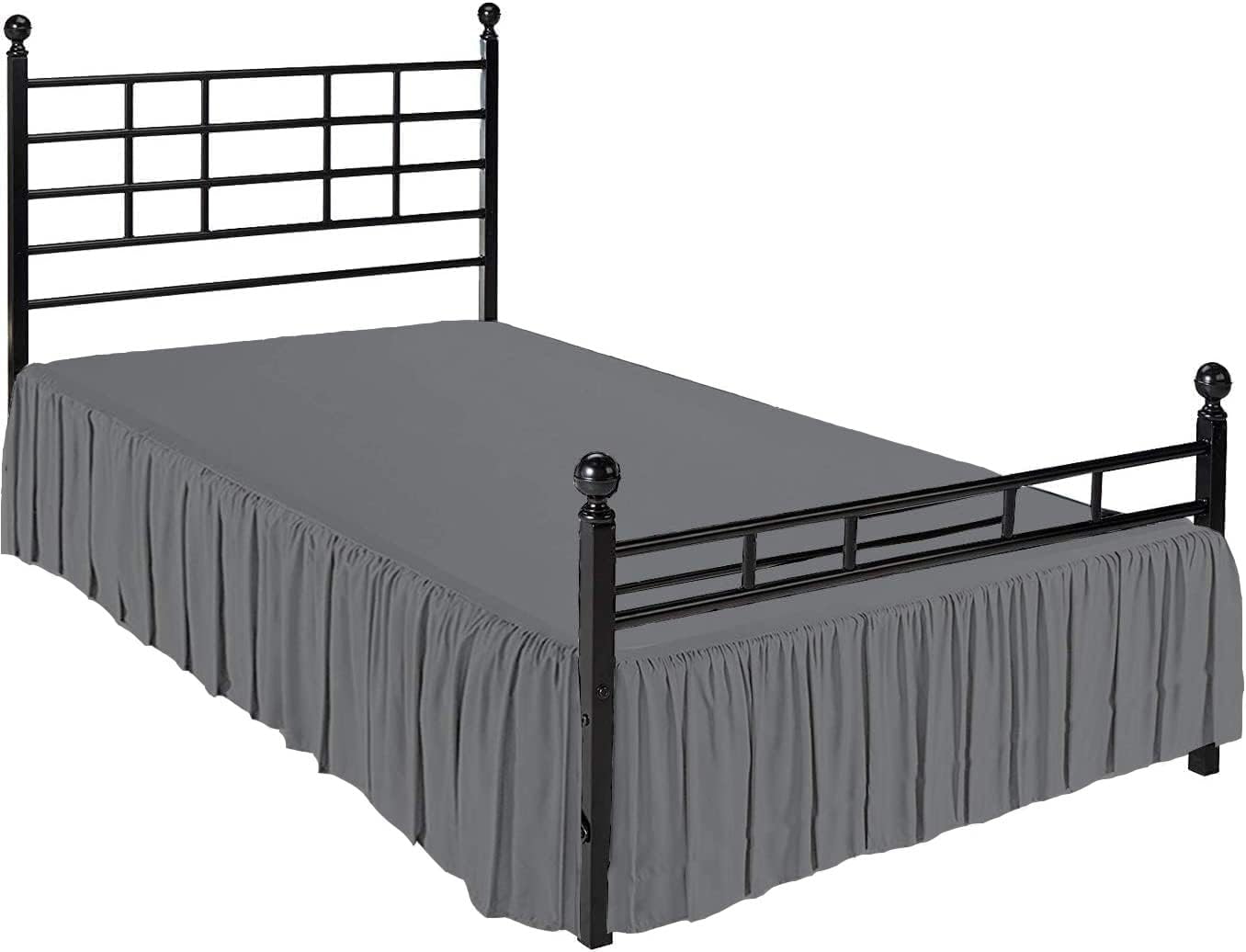 Ruffled Bed Skirt with Split Corners, Dark Grey, Full 21 Inch Drop Bedskirt, Hotel Quality Brushed Microfiber Wrinkle Free Dust Ruffle Bed Skirt Full Size