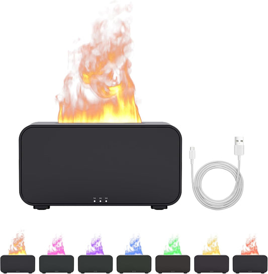Essential Oil Air Diffuser Flame Oil Diffusers for Home,Colorful Water Vapor Fireplace Fire Humidifier for Aromatherapy Aroma Therapy Cordless Machine Room Bedroom