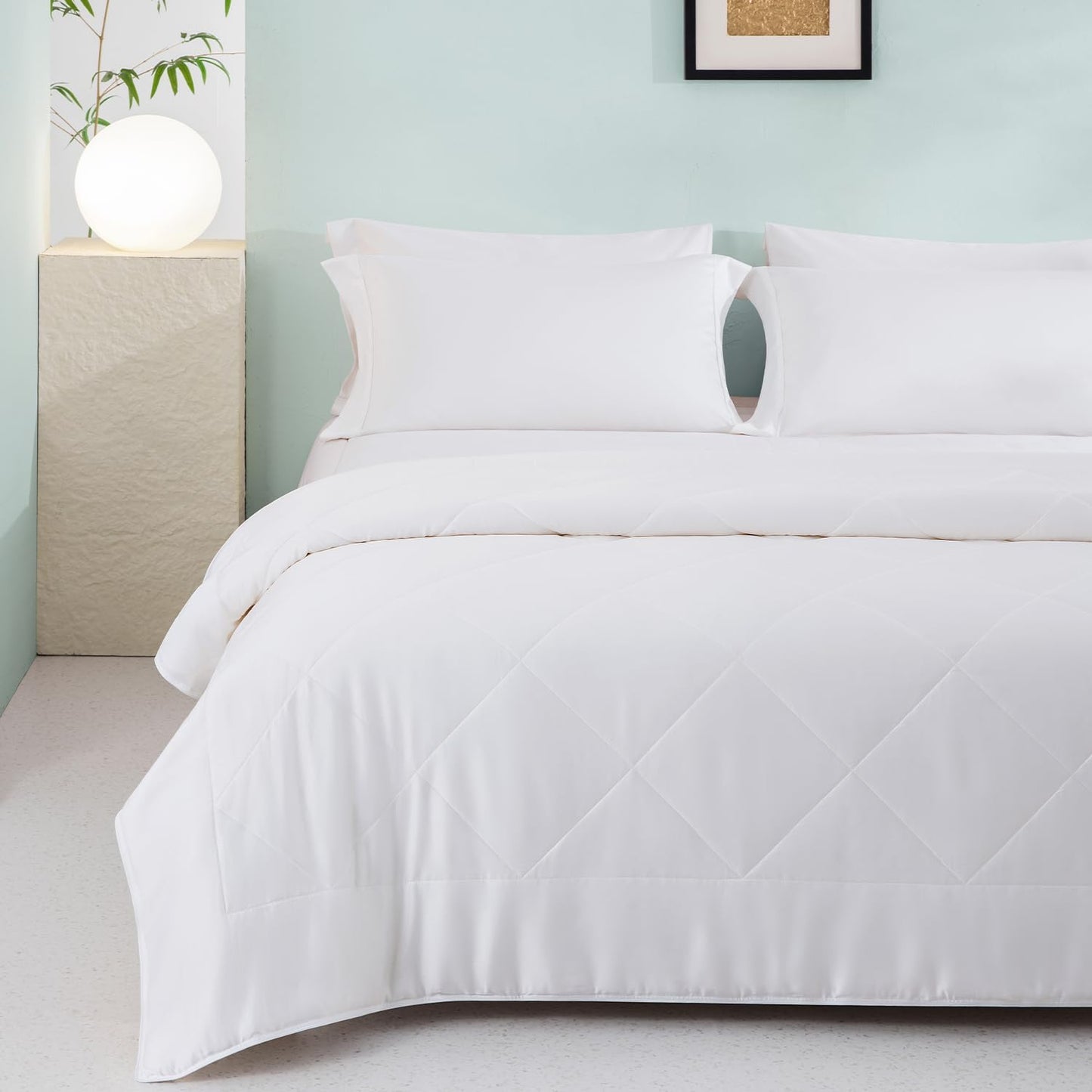 TOSMO 100% Viscose from Bamboo Comforter, Soft Breathable Cooling Silky Duvet Insert, Down Alternative Duvet Insert for Restful Sleep (Full, All Seasons White)
