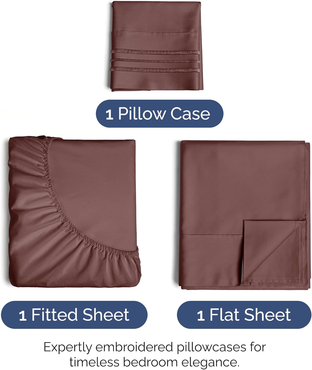 Queen Size 4 Piece Sheet Set - Extra Soft, Breathable and Cooling - Hotel Luxury Durable Bed Sheets for Women & Men - Deep Pockets, Easy-Fit & Wrinkle-Free - Dark Russet Oeko-Tex