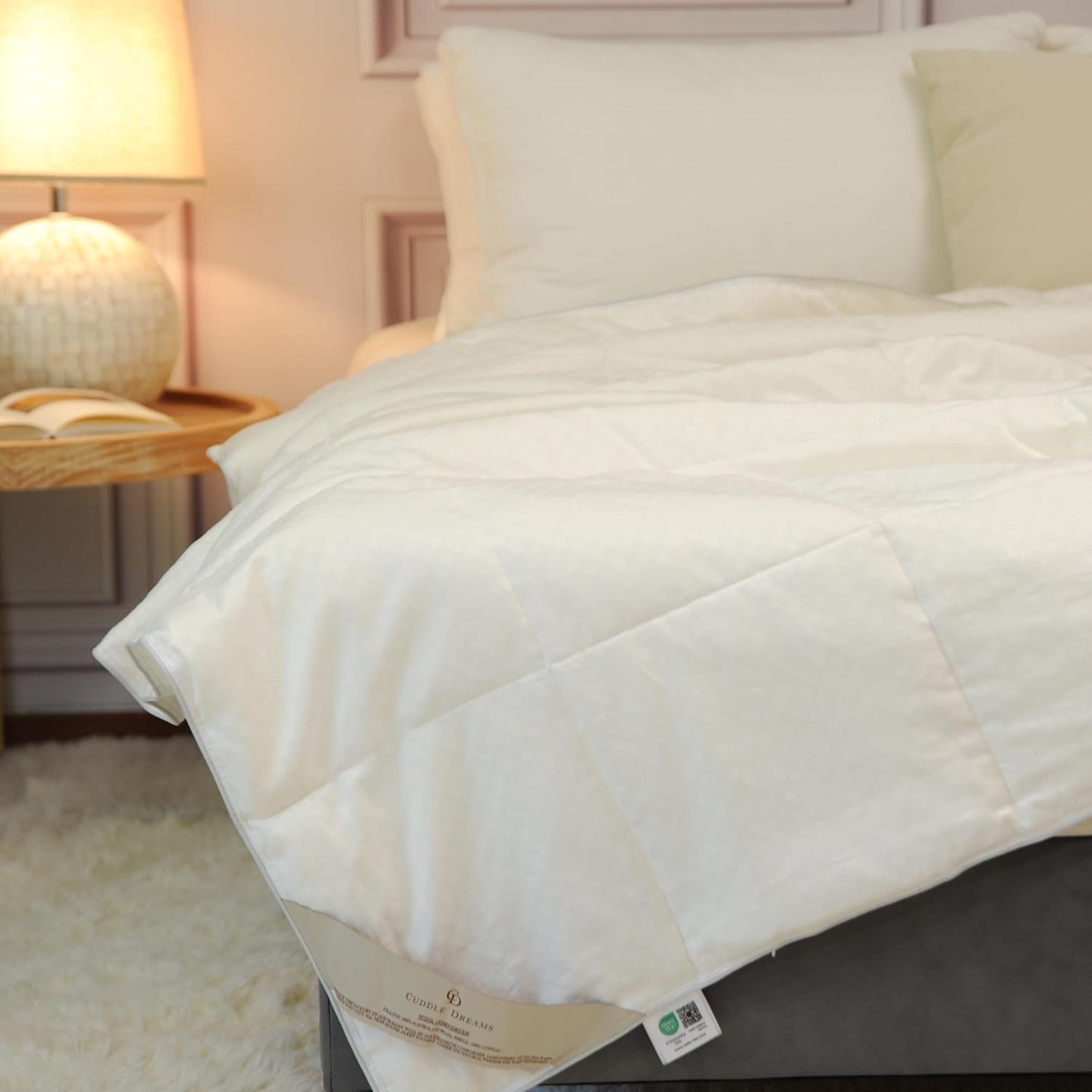 CUDDLE DREAMS Wool Comforter Duvet Insert, 100% Australian Wool Filling with Soft Noiseless Cotton Shell, Natural Warmth (Lightweight for Summer, King)