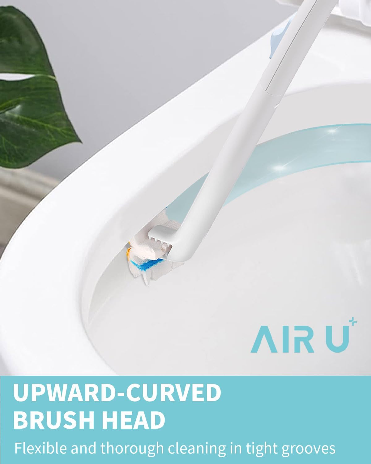 AIR U+ Disposable Toilet Brush Wand for Scrubbing Bubbles Flushable Refills, Wall Mount Toilet Cleaning System with 24 Count Refills + 1 Toilet Wand + 1 Automatic Visual Caddy