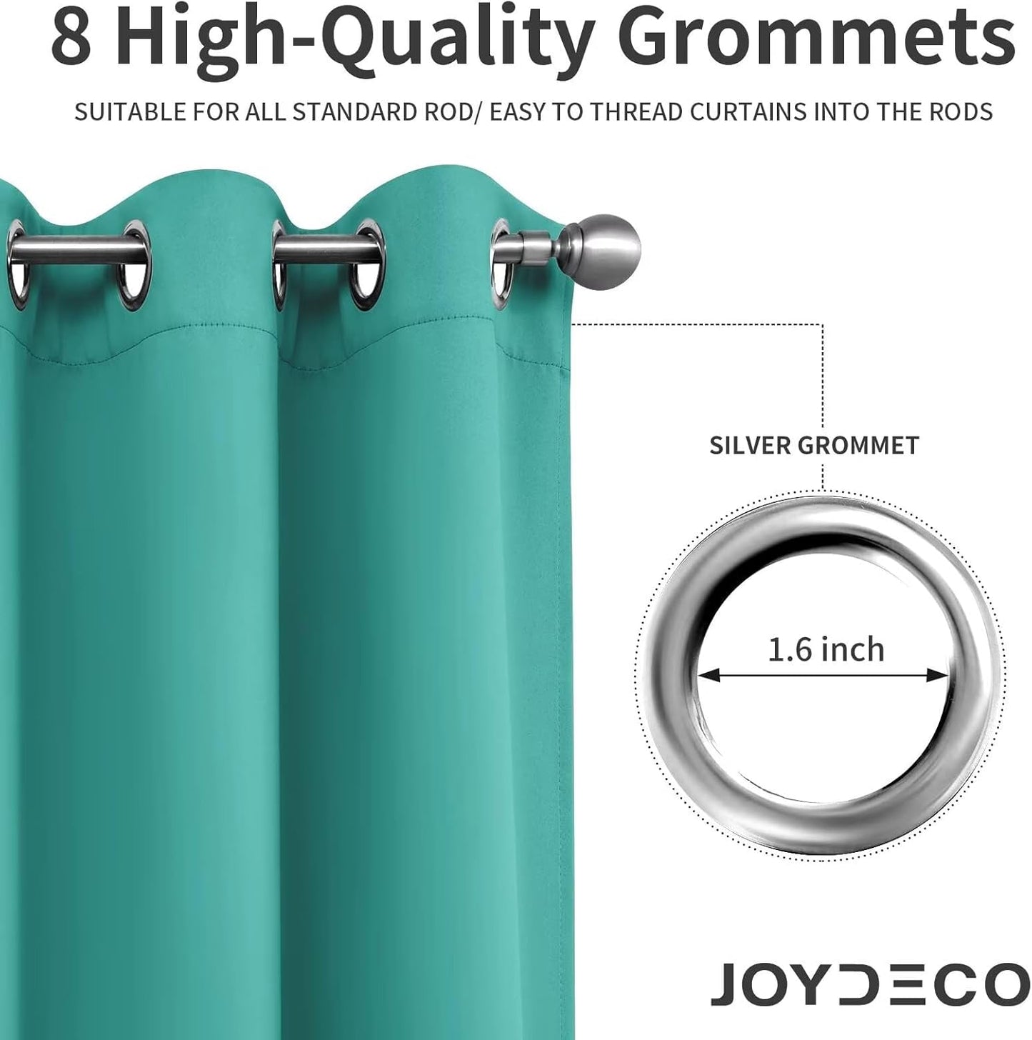 Joydeco Blackout Curtains 108 Inch Length 2 Panels Set, Thermal Insulated Long Curtains& Drapes 2 Burg, Room Darkening Grommet Drapes for Living Room Bedroom Window (W52 x L108 Inch, Peacock Blue)