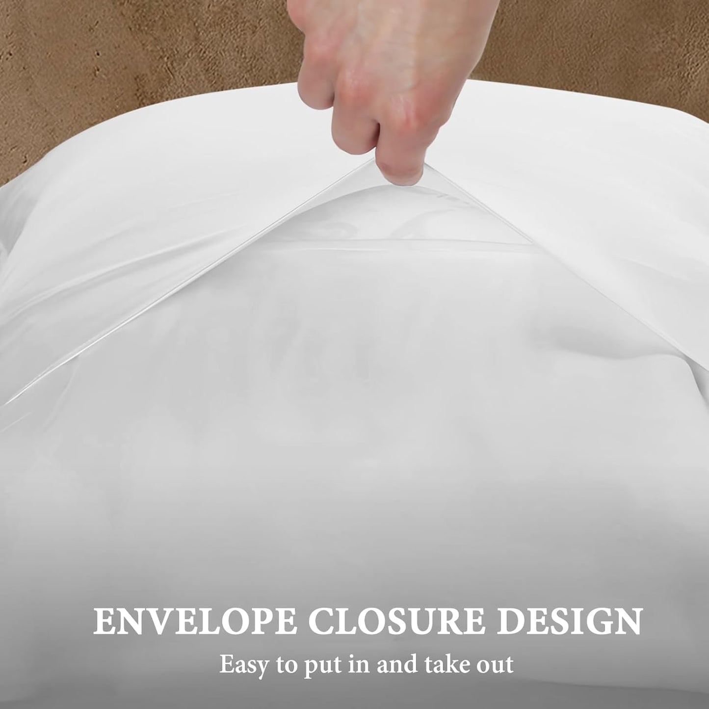 BHZ Satin Goose Down Feather Pillows Standard Size with White Satin Pillowcase for Hair and Skin, Cooling Pillow Cases Similar to Silk Pillow Cases, Decorative for Women, Mom Men