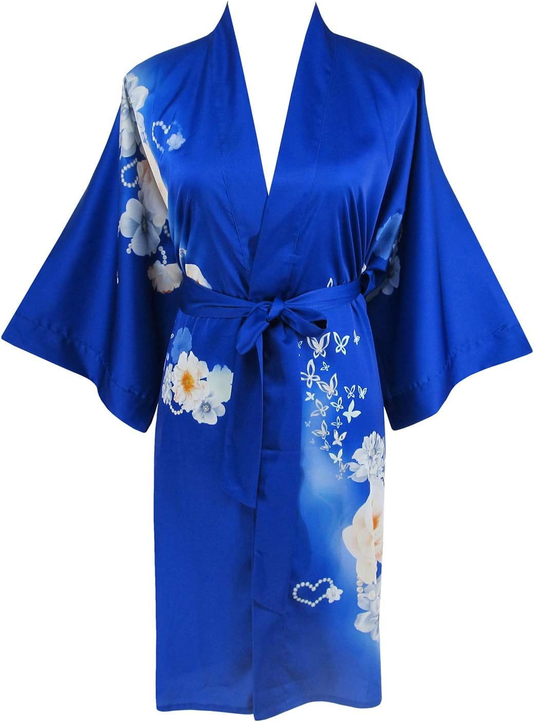Ledamon Women's Kimono Short Robe - Classic Floral Bathrobe Nightgown