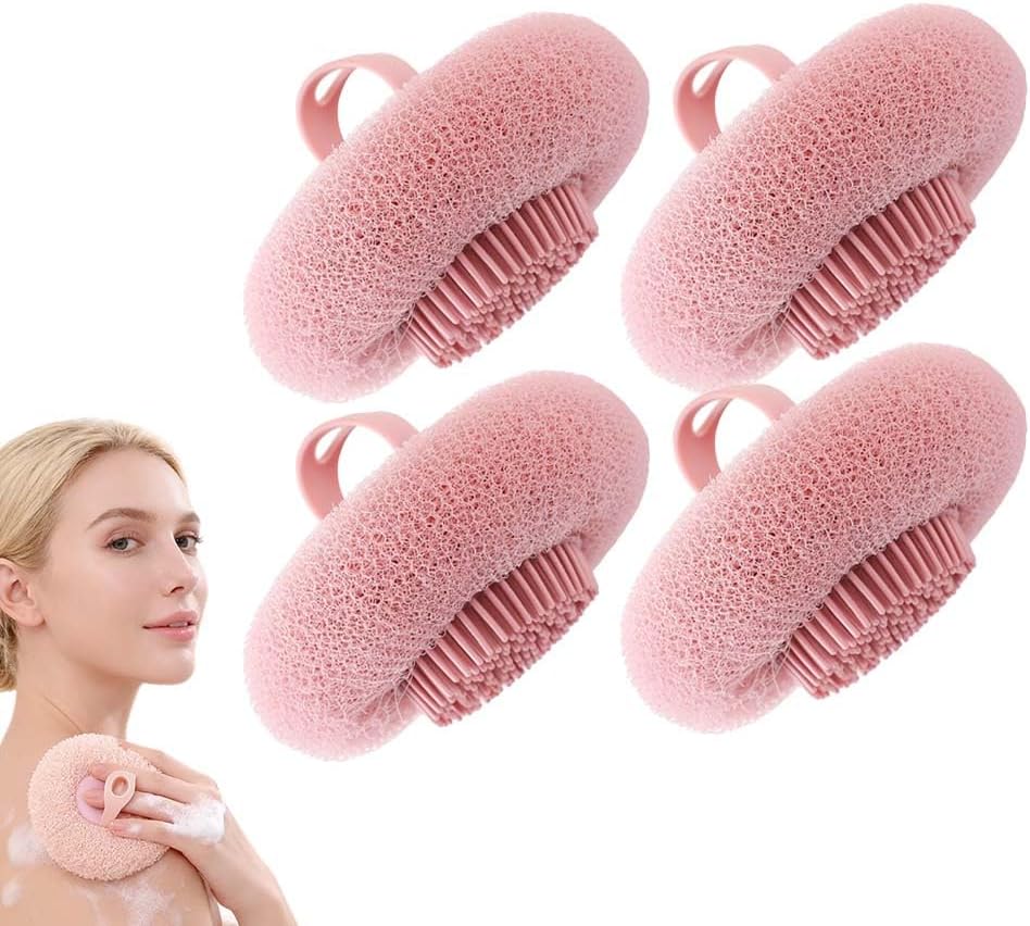 Super Soft Sunflower Suction Cup Bath Ball, 2025 New Exfoliating Bath Bath Sponge Cleaning Brush with Finger Rings for Women and Men (Purple, 4 pcs)