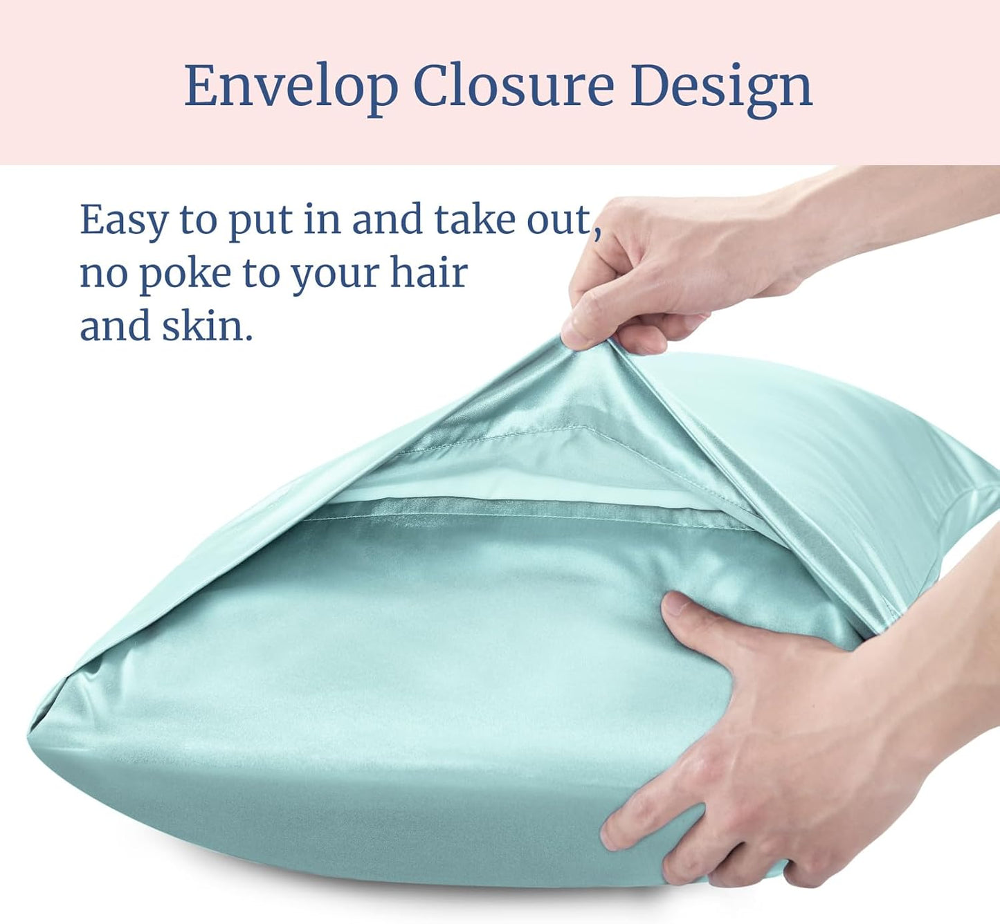 BEDELITE Satin Pillowcase for Hair and Skin, Super Soft Similar to Silk Pillow Cases 4 Pack with Envelope Closure, Cooling Pillowcases for Women Men (20"x26" Standard Size, Blue Grey)
