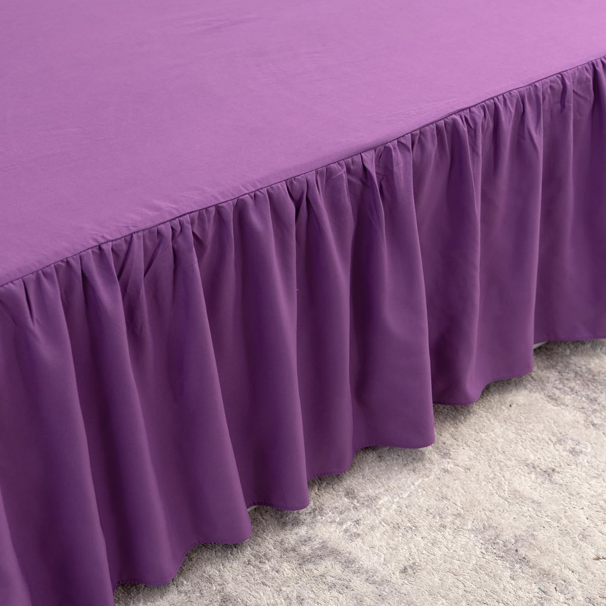 Bed Skirt Full Size Ruffled Bed Skirt with Split Corners, 16 Inch Drop Dust Ruffle Bed Skirts with Platform, Grape