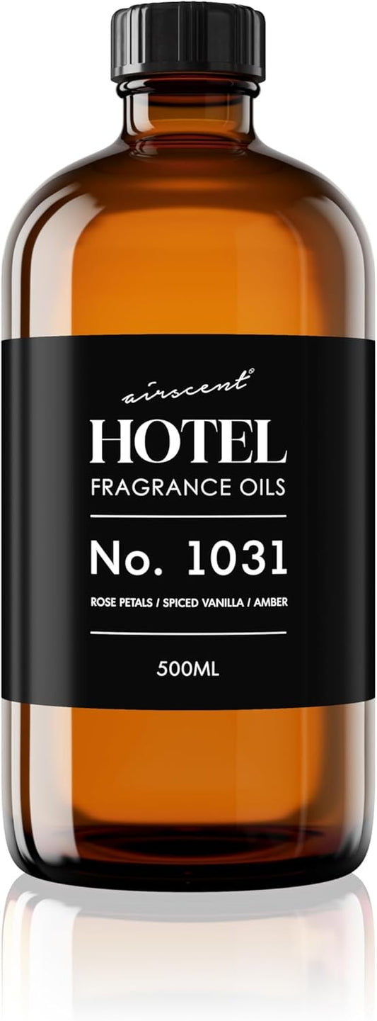 AirScent Hotel Diffuser Oil No. 1031 - Rose Petals Spiced Vanilla Amber - Hotel Scent Dupe -Premium Fragrance Oil for Ultrasonic and Waterless Diffusers and Crafting - 500 mL, 16.9 fl oz Glass Bottle