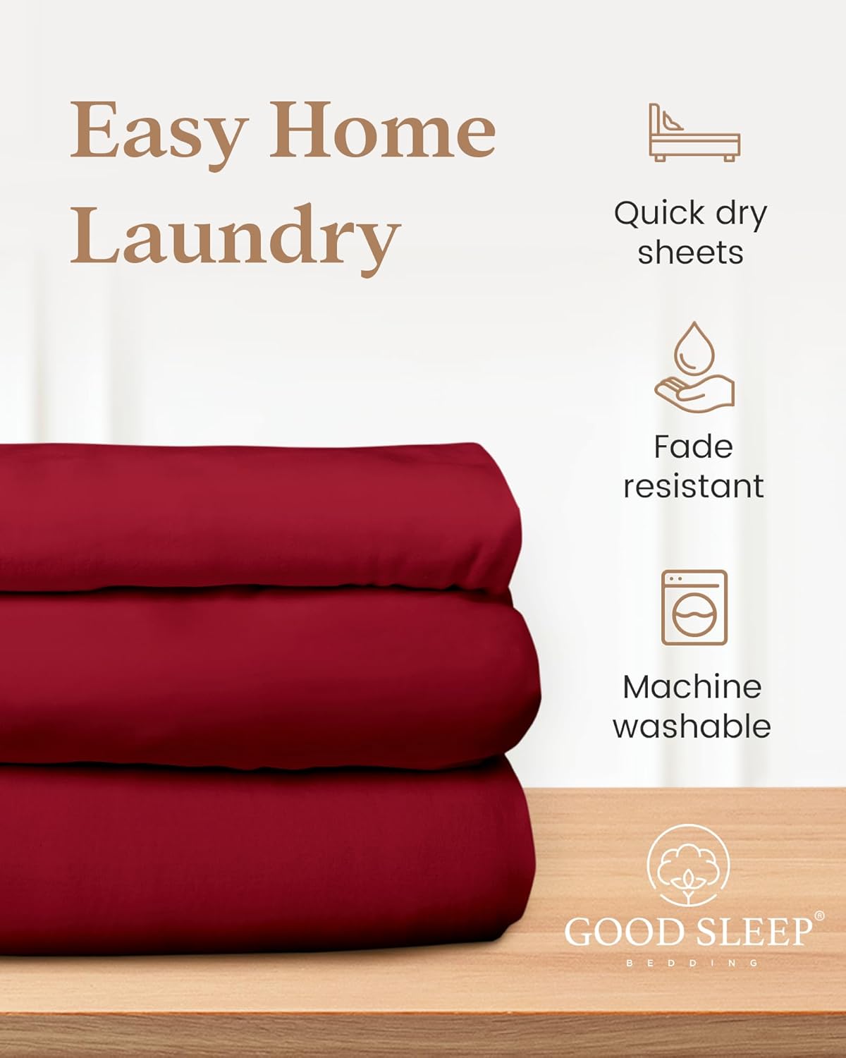 Good Sleep Egyptian Cotton Luxury Sheets - Full Size, 4 Pc, Deep Pocket, Burgundy