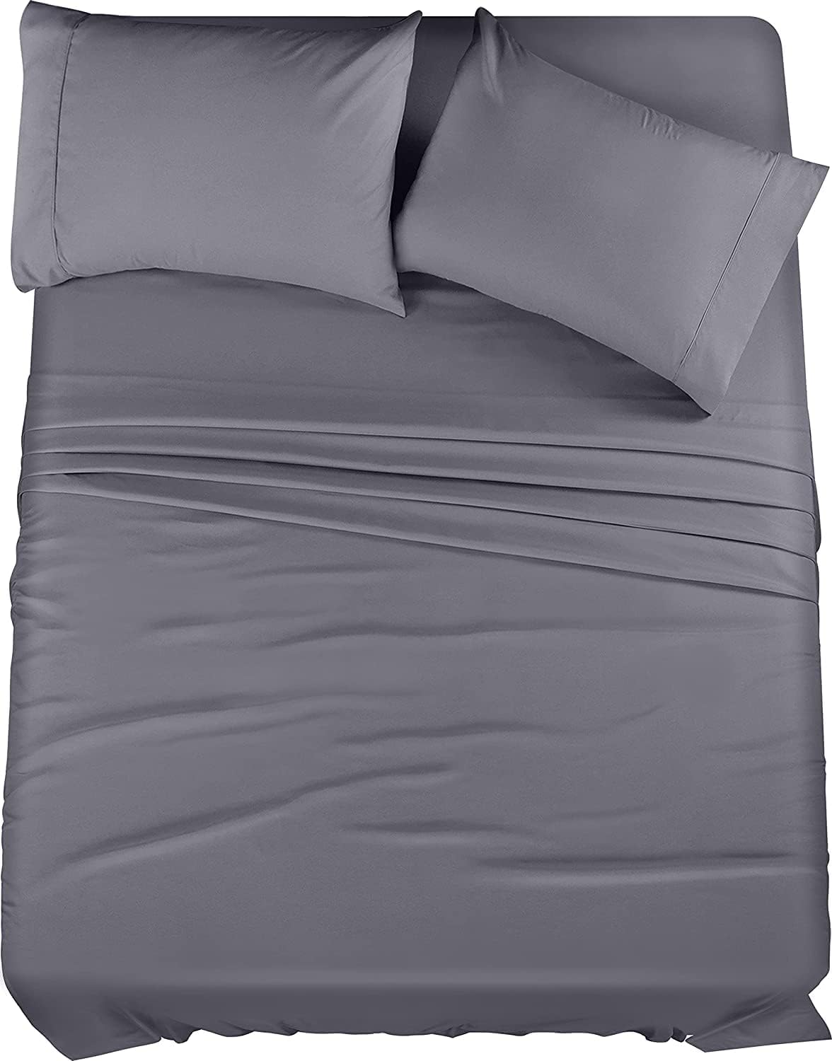 Utopia Bedding King Sheet Set – 4 Piece Bed Sheets for King Size Bed, Soft and Breathable Microfiber, Includes 1 Fitted Sheet, 1 Flat Sheet and 2 Pillowcases (Grey)