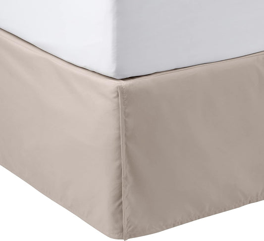 Amazon Basics Lightweight Pleated Bed Skirt, Queen, Taupe, Solid