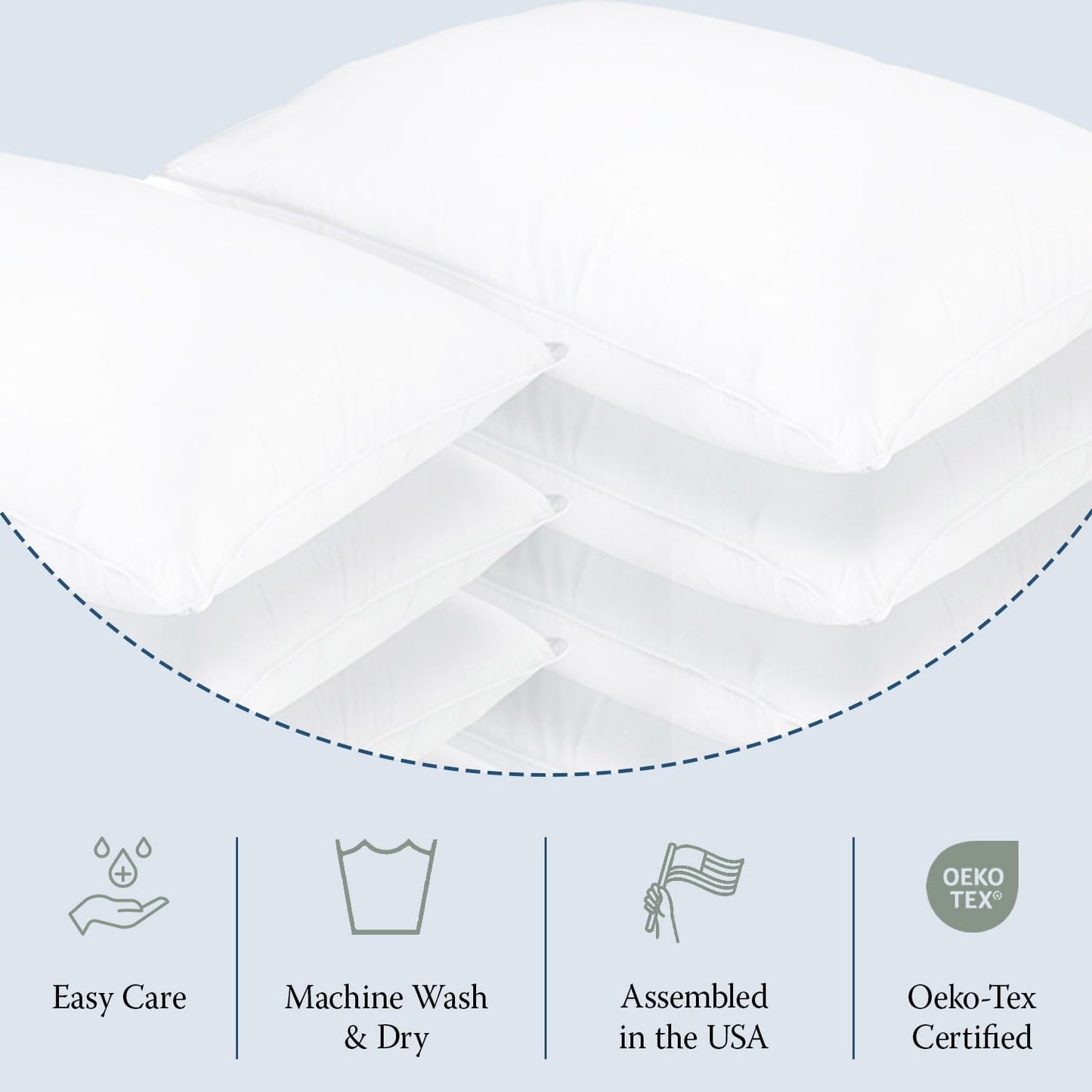 DOWNLITE 10-Pack Set of King Size Hypoallergenic Down Alternative Bed Pillows – Soft/Medium Density, for Stomach & Back Sleepers – Machine Washable & Dryable – Assembled in The USA