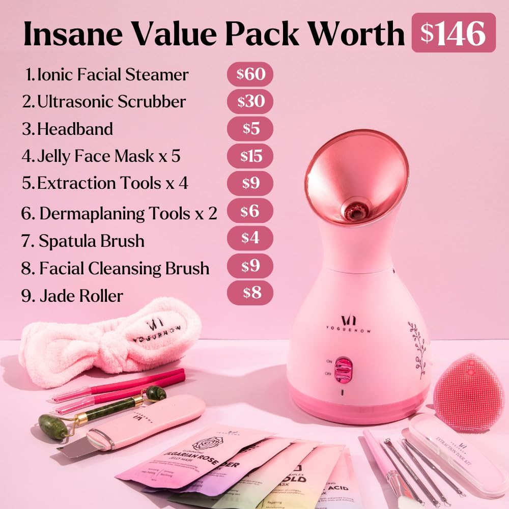 Facial Steamer Spa Gifts with Complimentary 17 Skin Care Tools | Face Steamer for Facial Deep Cleaning | Towel Warmer & Humidifier Mode| Self Care Gifts for Women, Spa Gifts, Christmas Gifts for Women